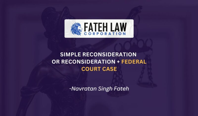 Comparison between a simple reconsideration request and reconsideration combined with a Federal Court case