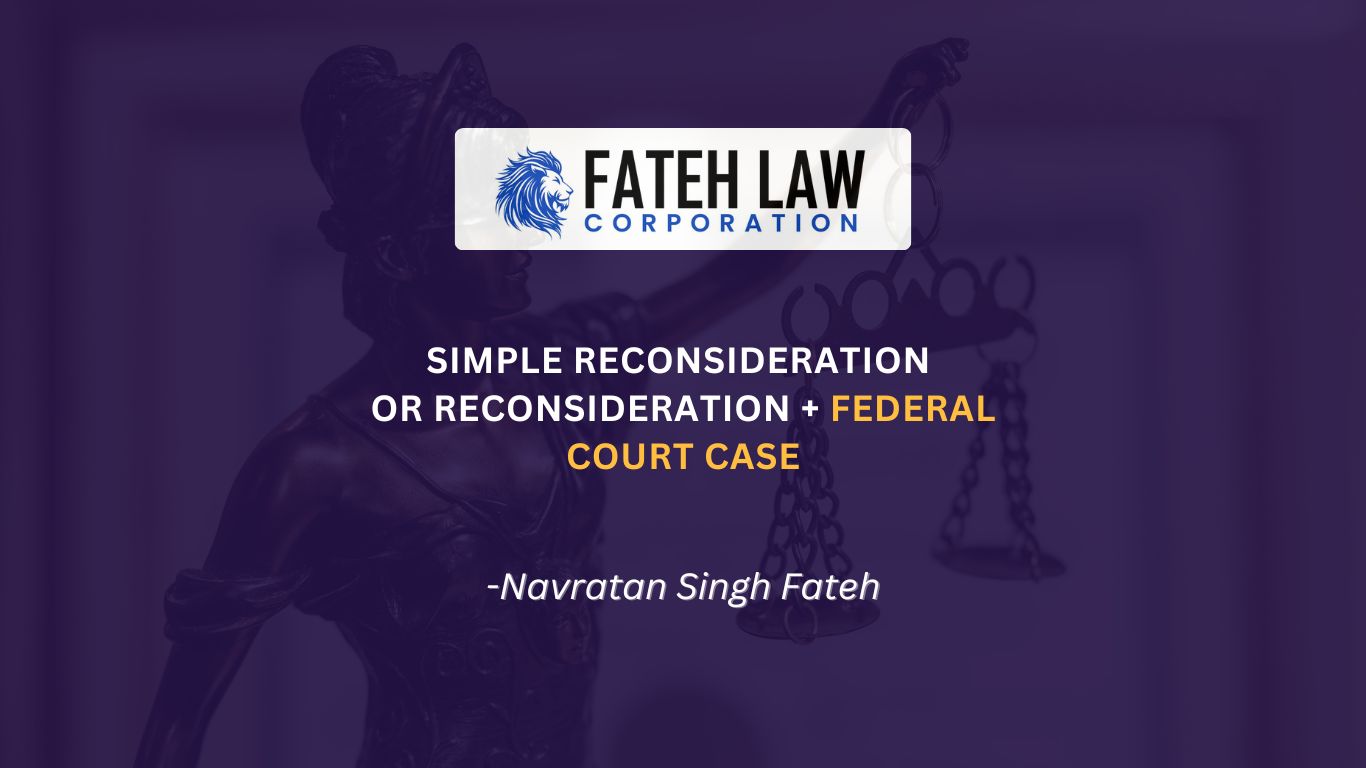 Comparison between a simple reconsideration request and reconsideration combined with a Federal Court case