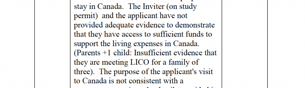 IRCC refusal citing failure to meet LICO for spouse of an international student