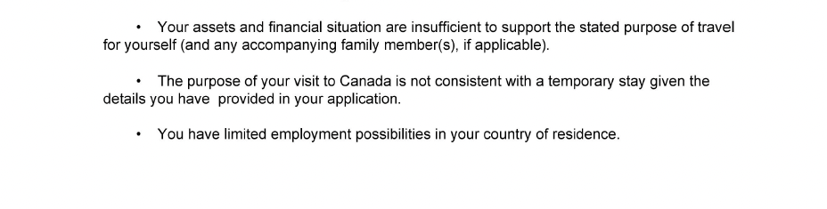 IRCC refusal reasons citing insufficient funds, temporary intent, and limited employment ties