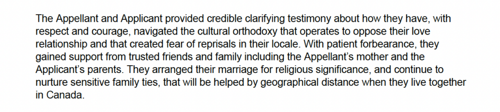 Immigration Appeal Division findings recognizing cultural pressure and credible testimony in a spousal sponsorship appeal
